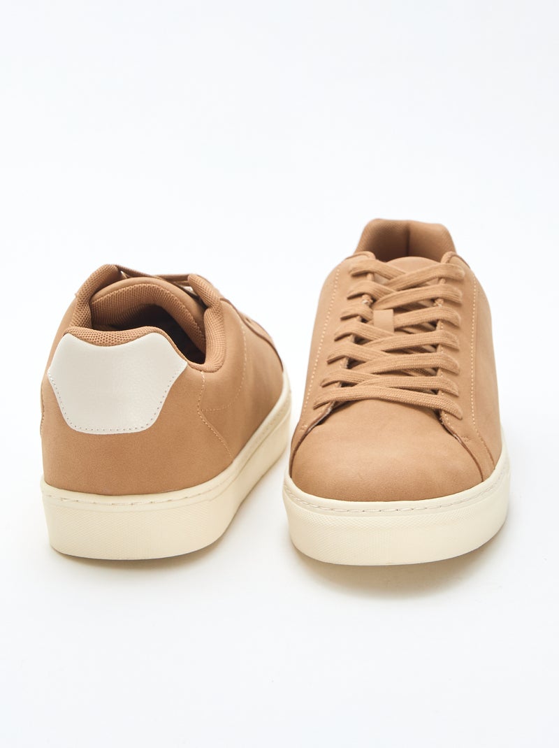 Lage sneakers met textuur Biege - Kiabi