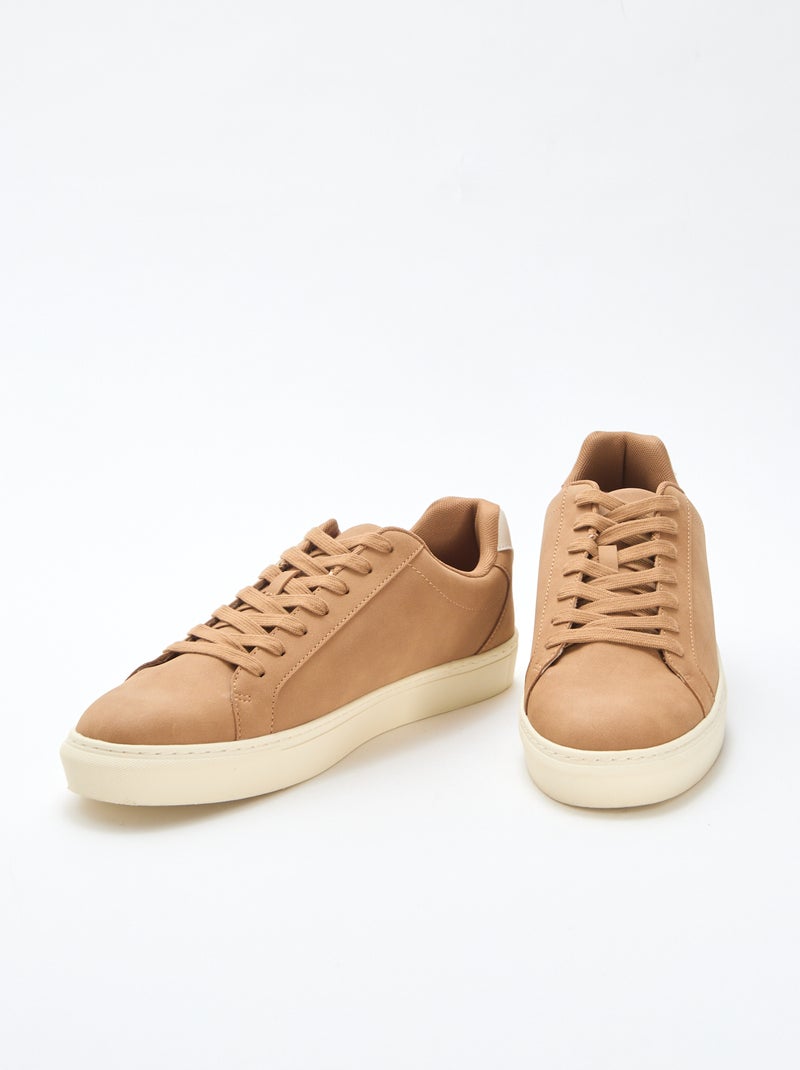 Lage sneakers met textuur Biege - Kiabi