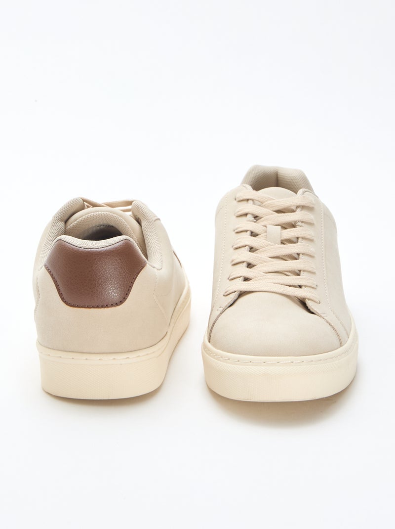 Lage sneakers met textuur Bruin - Kiabi