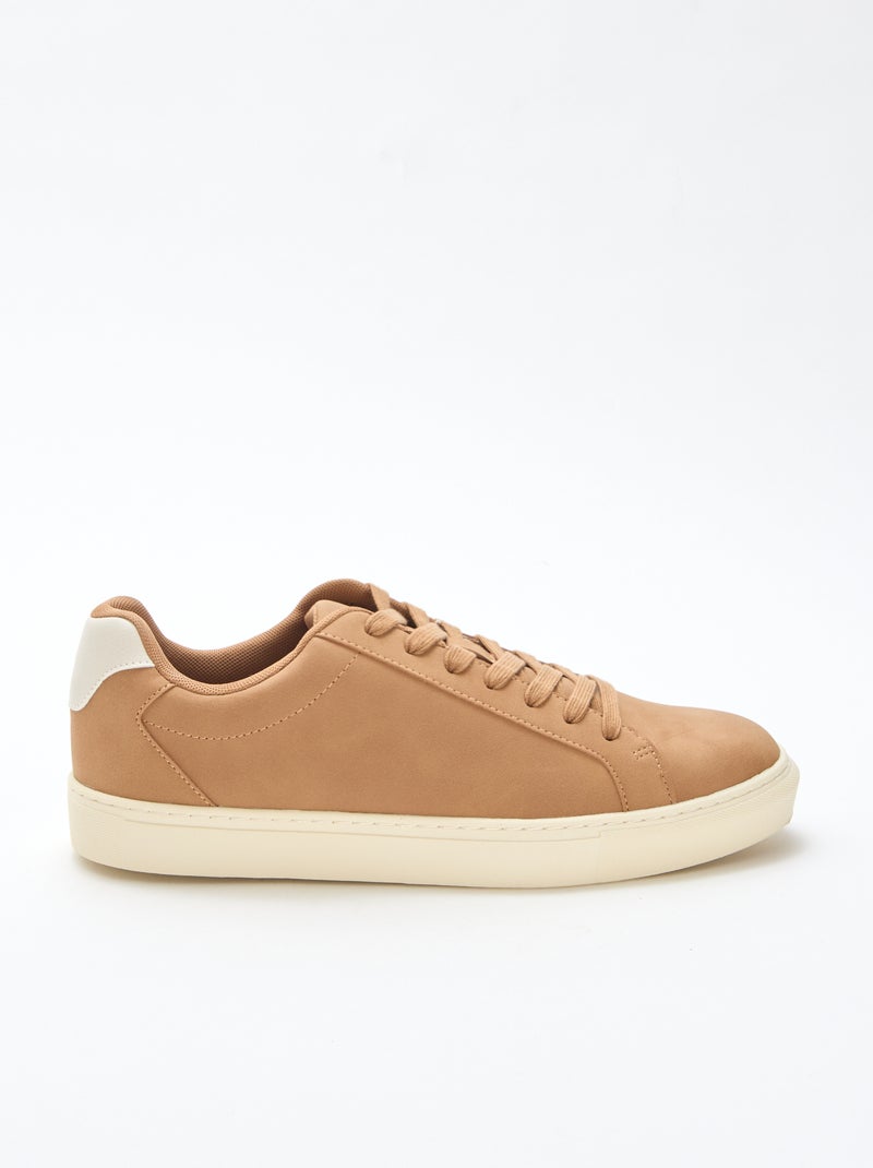 Lage sneakers met textuur Camel - Kiabi