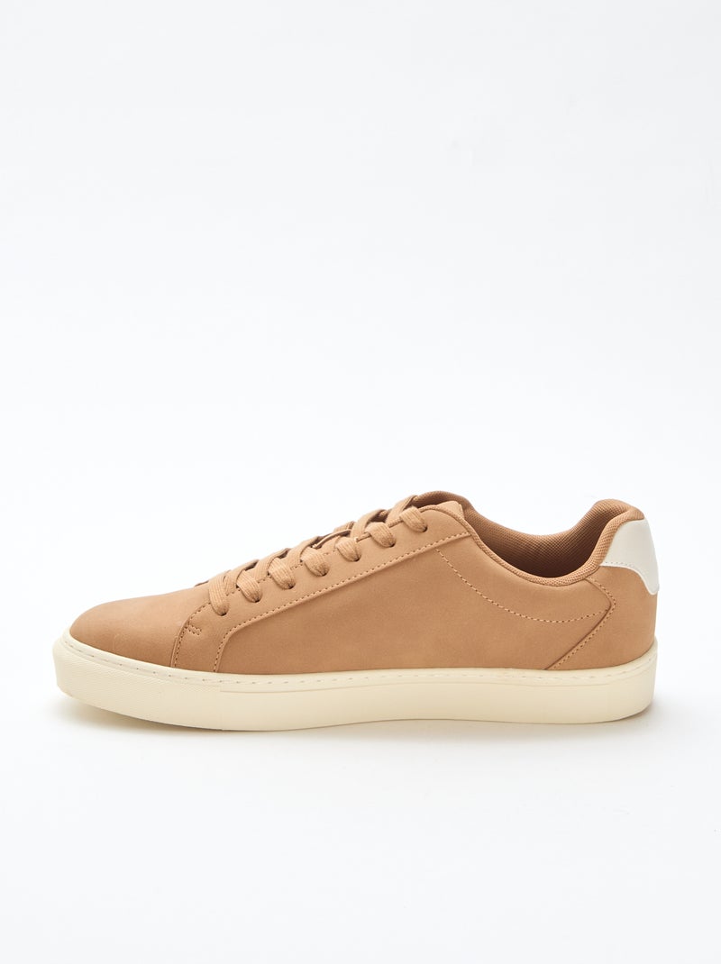 Lage sneakers met textuur Camel - Kiabi