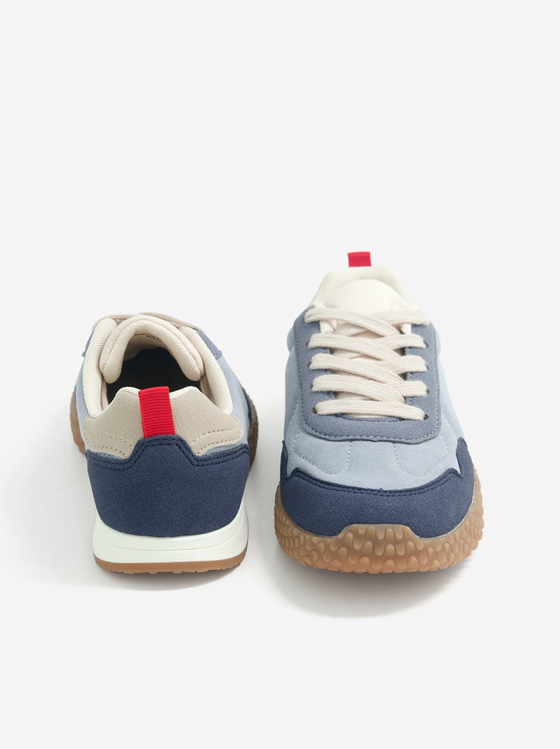 Lage sneakers met veters Blauw - Kiabi