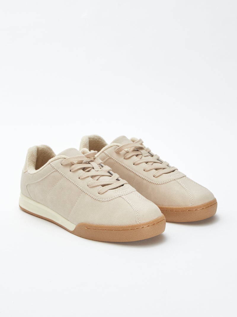 Lage sneakers met veters Bruin - Kiabi