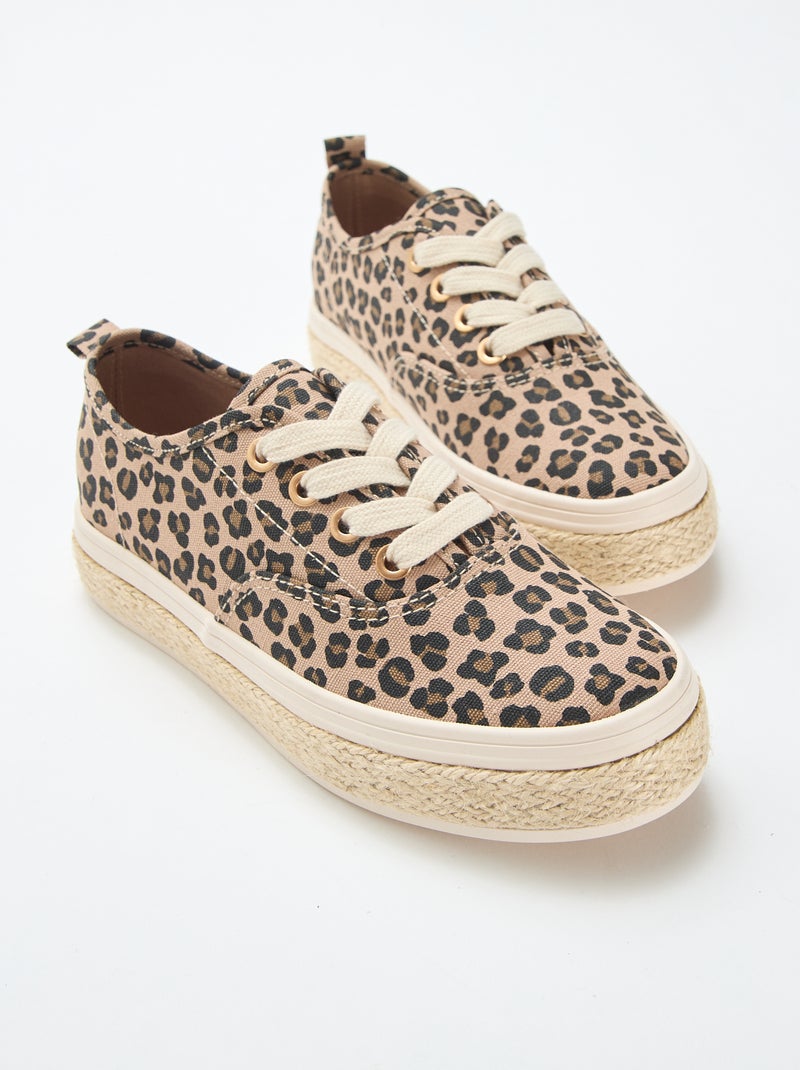 Lage sneakers met zool van touw Bruin - Kiabi