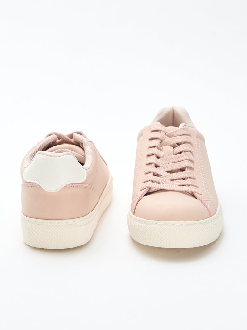Lage sneakers van glanzende suèdine Biege - Kiabi