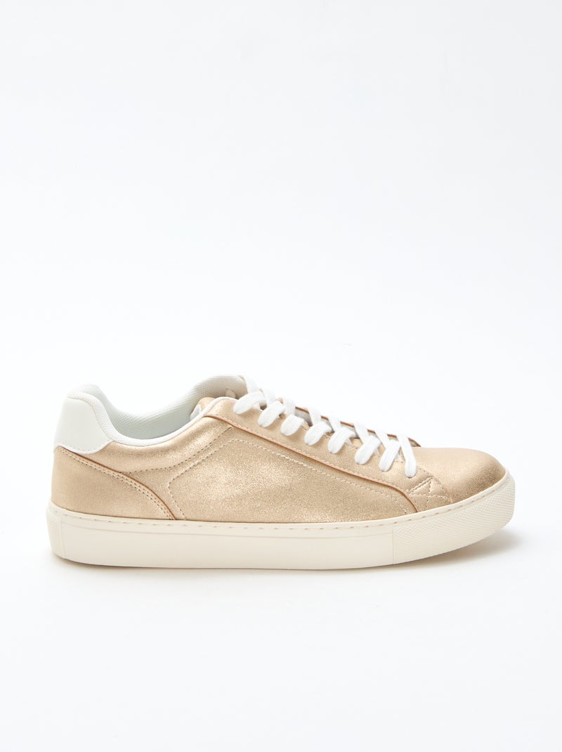 Lage sneakers van glanzende suèdine Geel - Kiabi