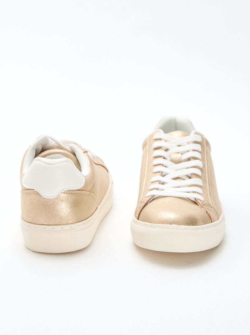 Lage sneakers van glanzende suèdine Geel - Kiabi