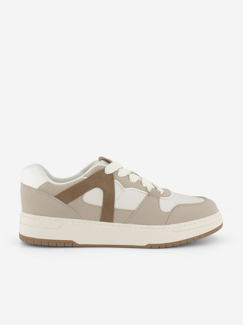 Lage sneakers van imitatieleer Biege - Kiabi