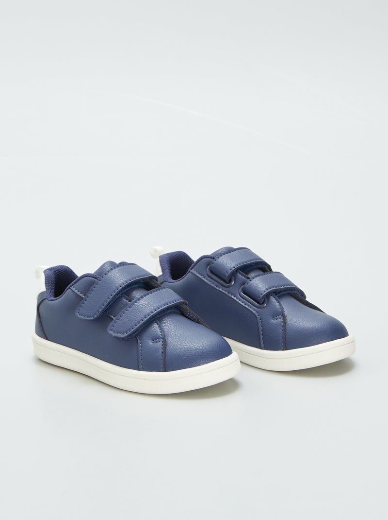 Lage sneakers van imitatieleer BLAUW - Kiabi