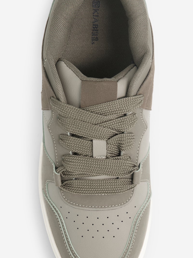 Lage sneakers van imitatieleer Kaki - Kiabi