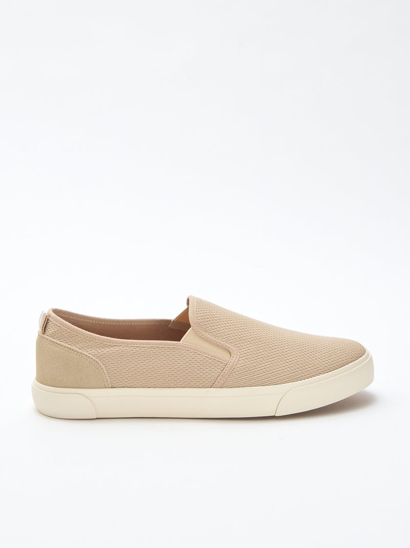 Lage sneakers van mesh | Slip-onmodel Biege - Kiabi