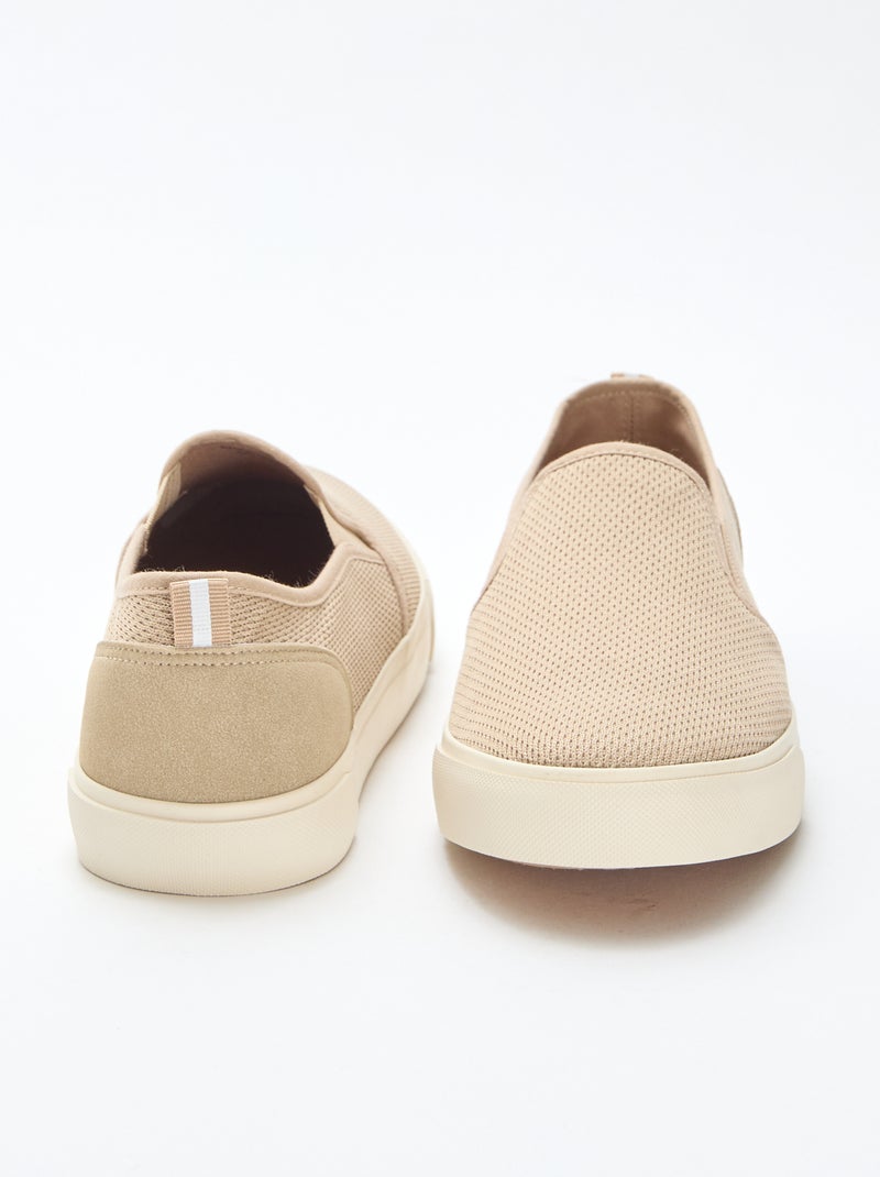 Lage sneakers van mesh | Slip-onmodel Biege - Kiabi