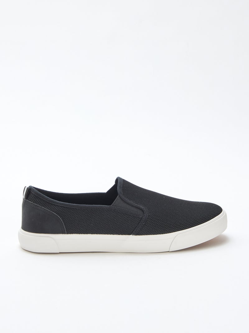 Lage sneakers van mesh | Slip-onmodel Zwart - Kiabi