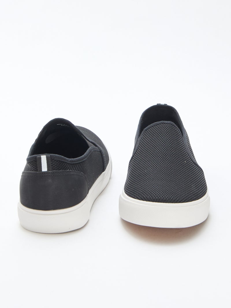 Lage sneakers van mesh | Slip-onmodel Zwart - Kiabi