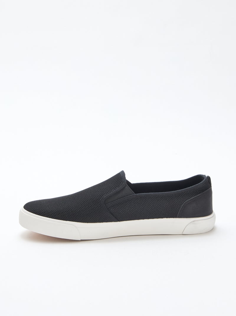 Lage sneakers van mesh | Slip-onmodel Zwart - Kiabi