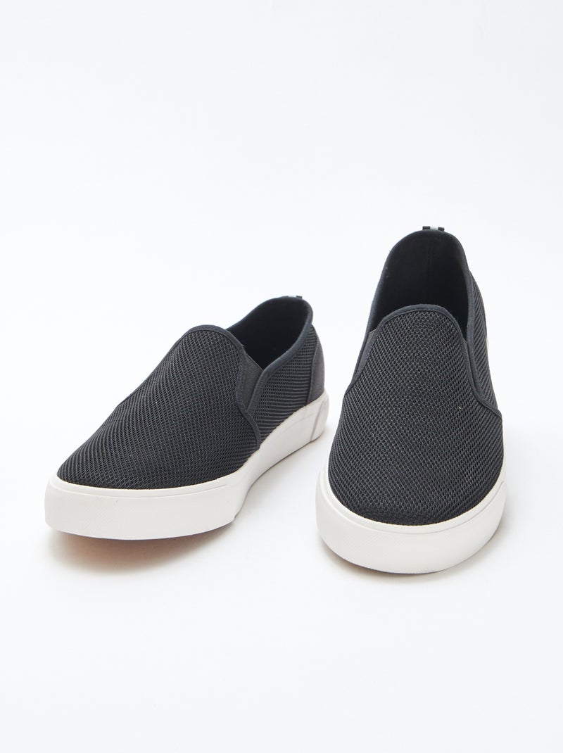 Lage sneakers van mesh | Slip-onmodel Zwart - Kiabi