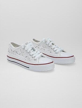 Lage sneakers van stof en macramé