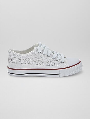 Lage sneakers van stof en macramé