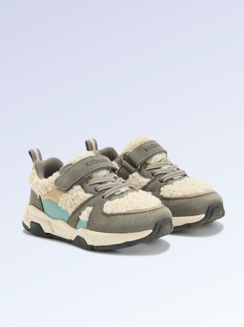 Lage sneakers van suède-look stof en met schapenvachteffect - Kiabi Lage sneakers van suède-look stof en met schapenvachteffect - Kiabi