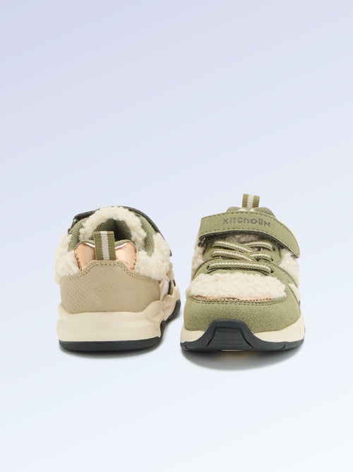 Lage sneakers van suède-look stof en met schapenvachteffect - Kiabi Lage sneakers van suède-look stof en met schapenvachteffect - Kiabi