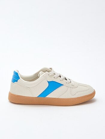 Lage sneakers van suède met contrasterend inzetstuk