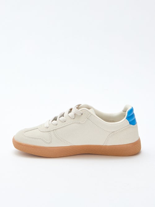 Lage sneakers van suède met contrasterend inzetstuk - Kiabi
