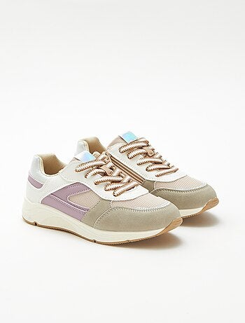 Lage sneakers van twee materialen