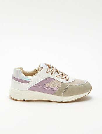 Lage sneakers van twee materialen