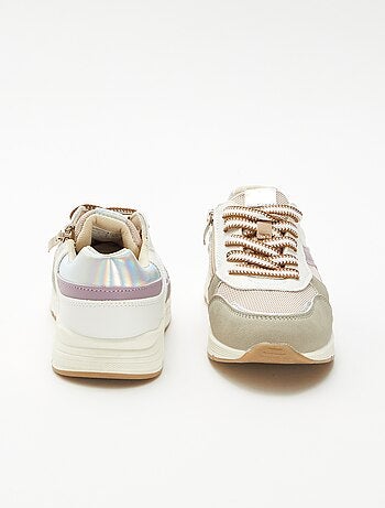 Lage sneakers van twee materialen