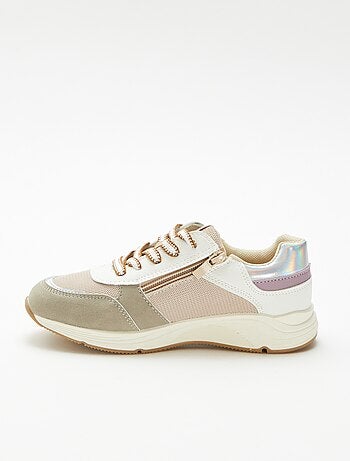 Lage sneakers van twee materialen