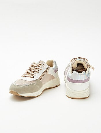 Lage sneakers van twee materialen
