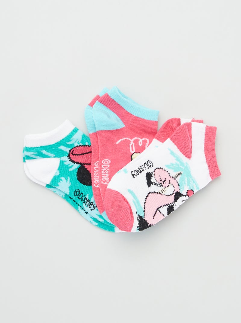 Lage sokken 'Minnie' - Set van 3 fuchsia print - Kiabi