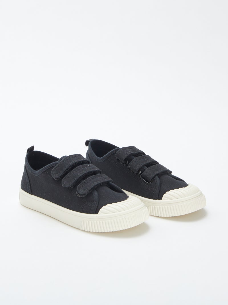 Lage, stoffen sneakers met klittenband ZWART - Kiabi