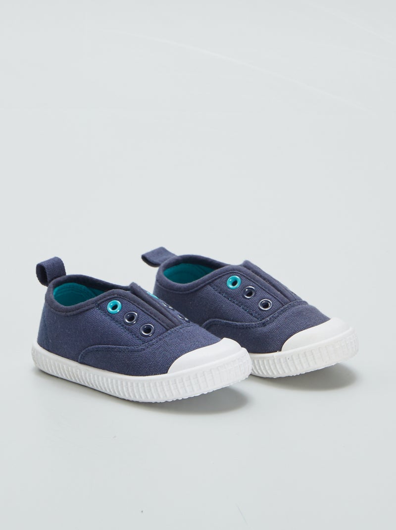 Lage, stoffen sneakers zonder veters BLAUW - Kiabi