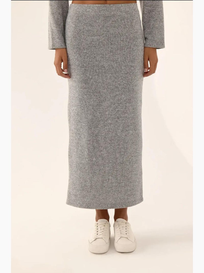 Lage taille gebreide bodycon maxi-rok hiccup Grijs - Kiabi