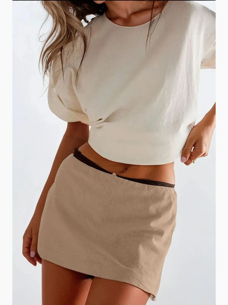 Lage taille mini rokje hiccup Bruin - Kiabi
