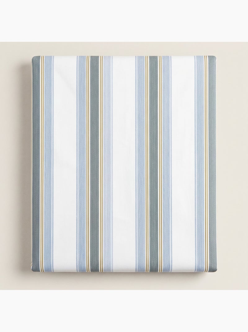 Lakenset 100% katoen met kussensloop/kussenslopen, brede strepen - gamusi. Blauw - Kiabi