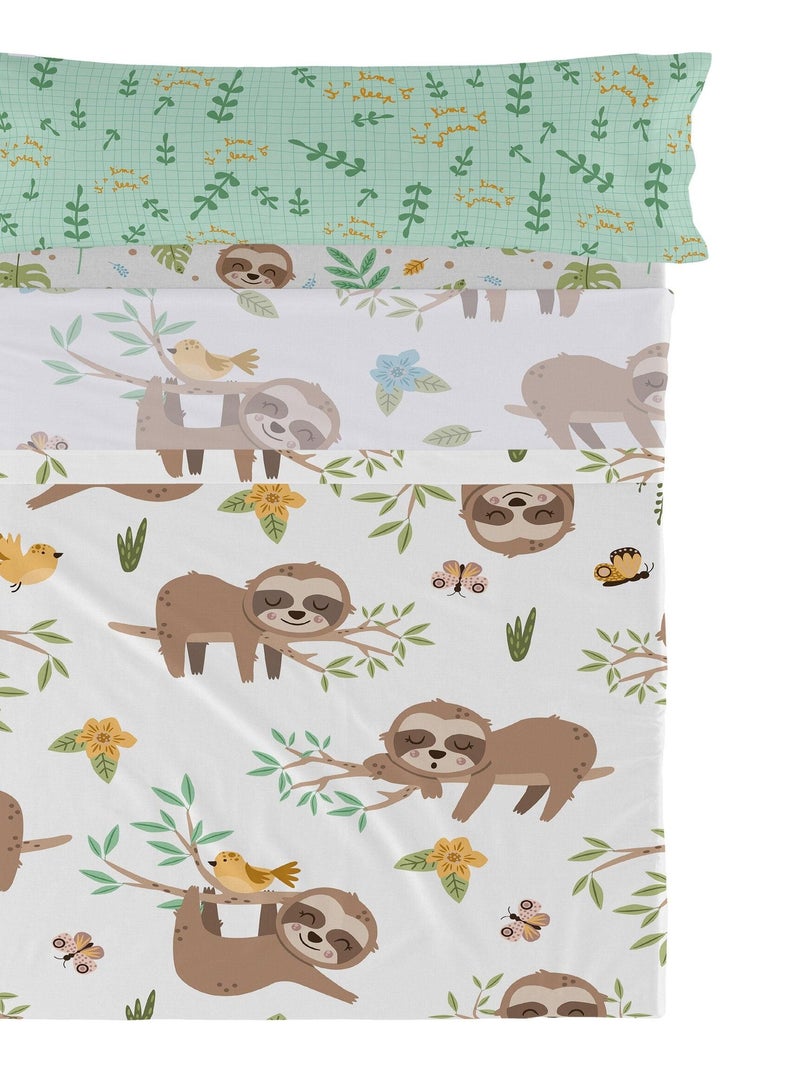Lakenset 2-delig Happy sloth "Happyfriday" Multicolor - Kiabi