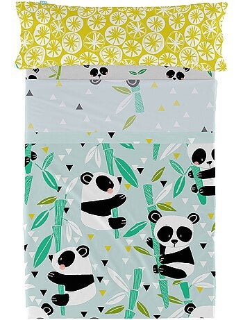 Lakenset 2-delig Panda garden blue "Happyfriday