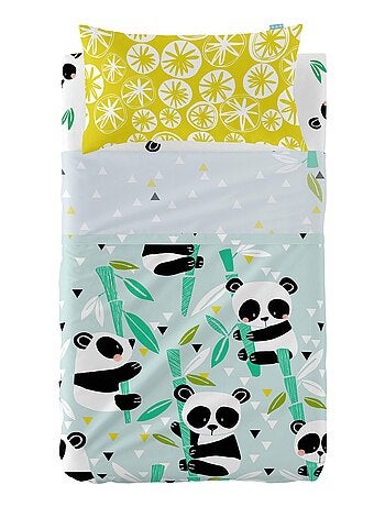 Lakenset 2-delig Panda garden blue "Happyfriday