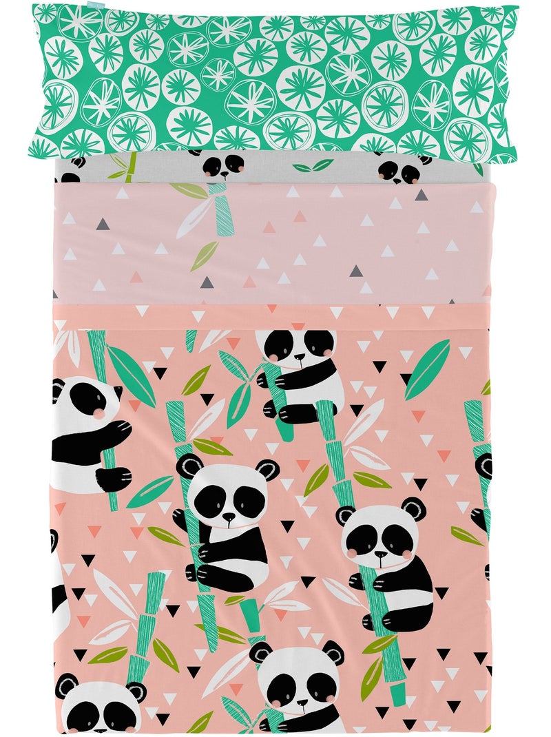Lakenset 2-delig Panda garden "Happyfriday" Roze - Kiabi