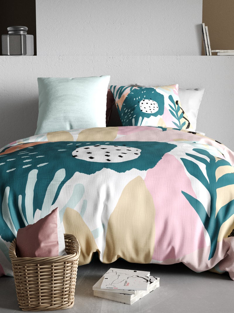 Lakenset met bloemenprint - Voor 2-persoonsbed BLAUW - Kiabi