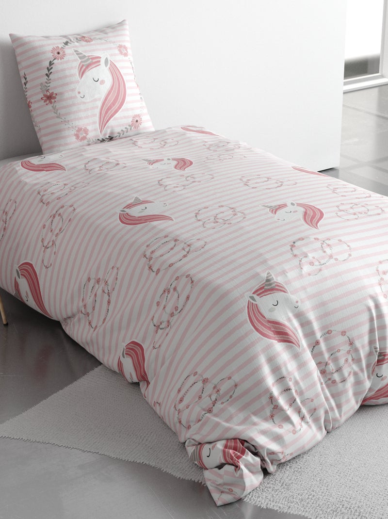 Lakenset met eenhoornprint - 1-persoonsbed WIT - Kiabi