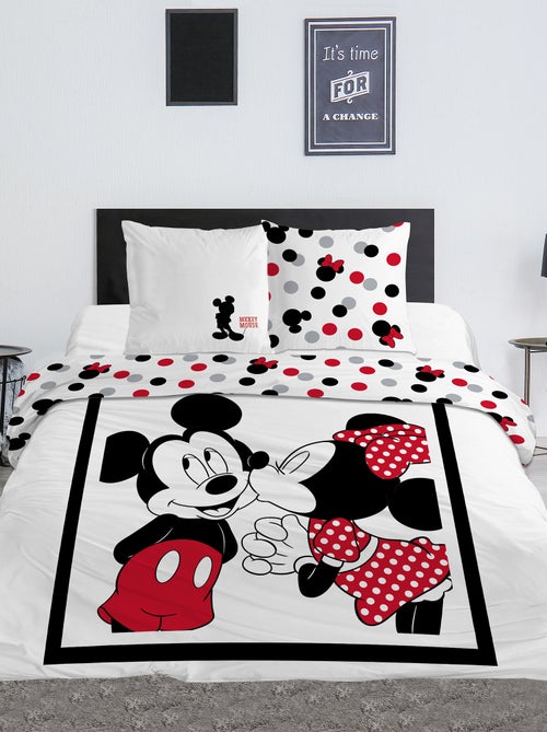 Lakenset met 'Mickey & Minnie'-print - Voor 2-persoonsbed - Kiabi