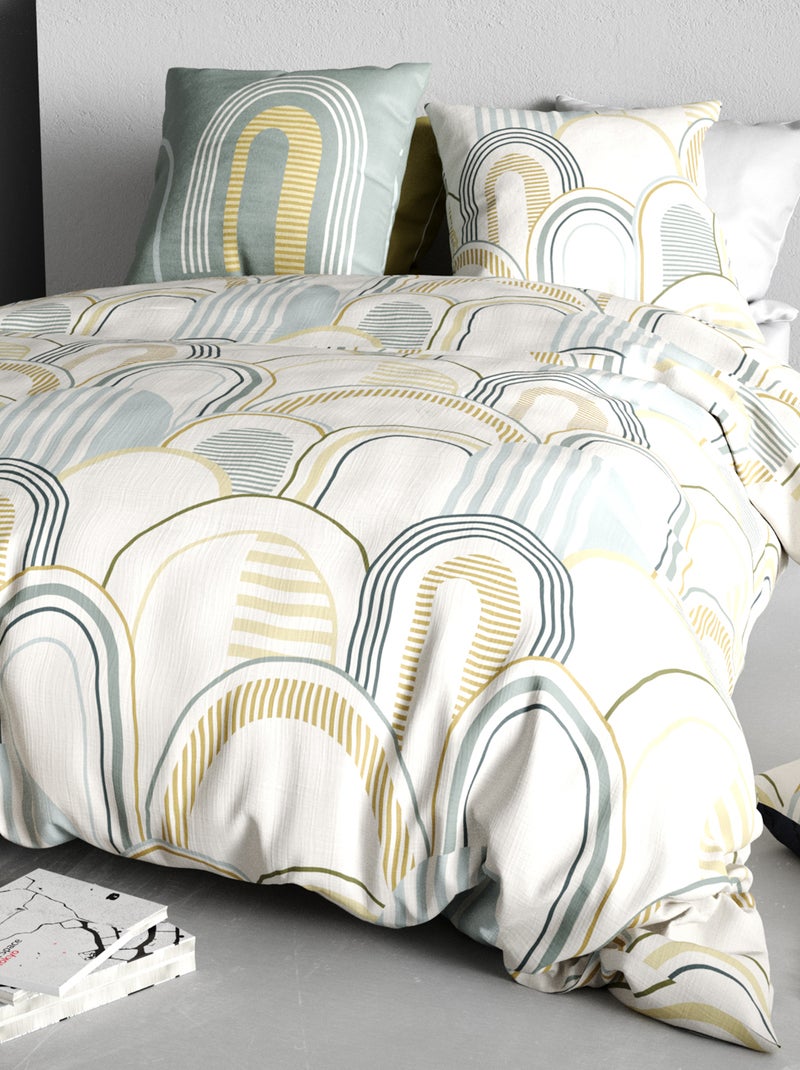 Lakenset met print - Voor 2-persoonsbed BIEGE - Kiabi