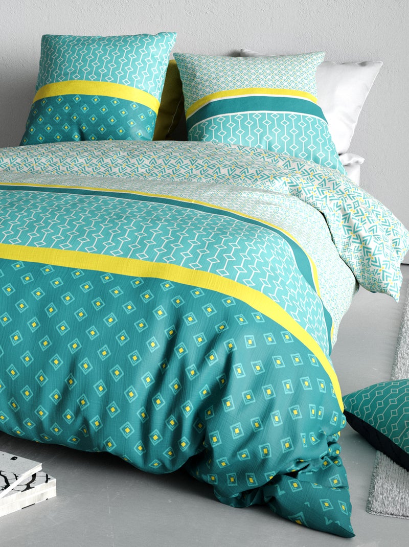 Lakenset met print - Voor 2-persoonsbed blauw - Kiabi