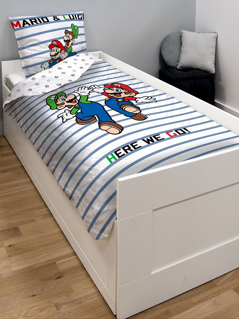 Lakenset voor 1-persoonsbed 'Mario & Luigi' wit - Kiabi