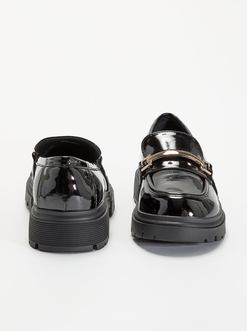 Lakmocassins met gekartelde zolen Zwart - Kiabi