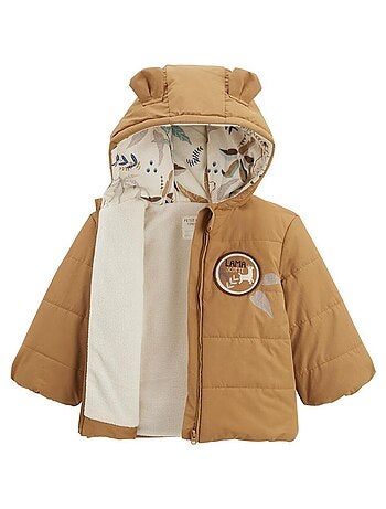 Lamascotte babydonsjas met fleecevoering en capuchon