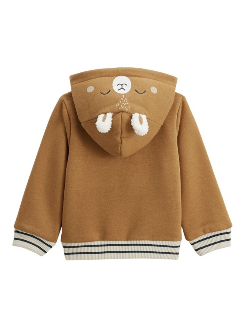 Lamascotte fleece hoodie met rits voor kinderen Camel - Kiabi